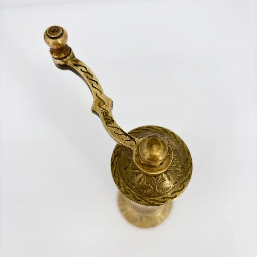 Brass Turkish-Style Hand Crank Coffee Pepper Spice Grinder 7 Inch